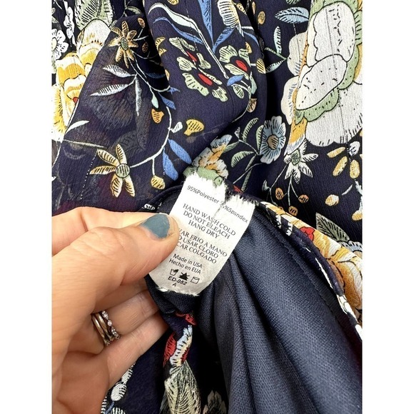 NWT Eva Franco (Anthropologie) Navy Floral Dress Size 6 - Picture 7 of 8